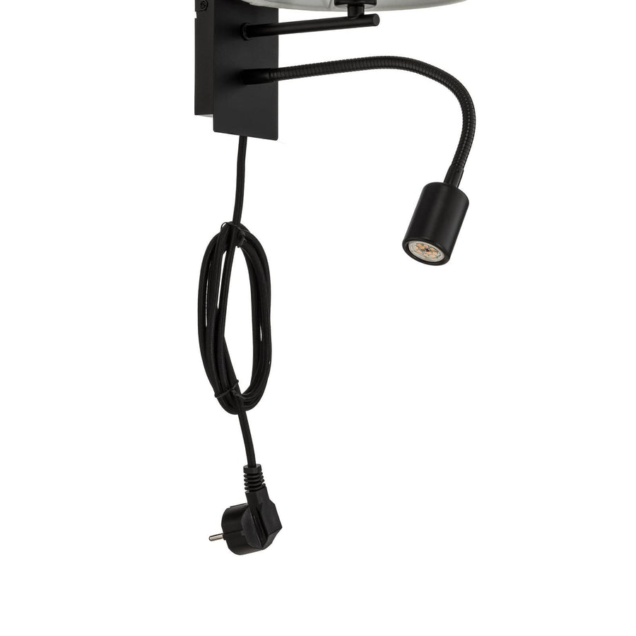Applique murale Florens en tissu, blanc et noir, 2 lumières, hauteur 23,5 cm
