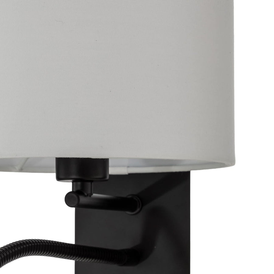 Applique murale Florens en tissu, blanc et noir, 2 lumières, hauteur 23,5 cm