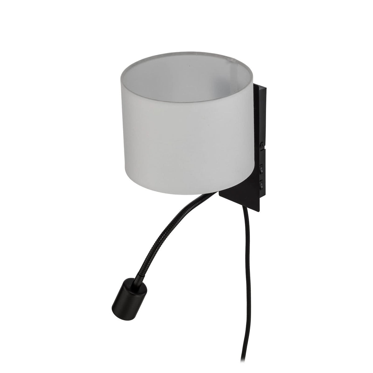 Applique murale Florens en tissu, blanc et noir, 2 lumières, hauteur 23,5 cm