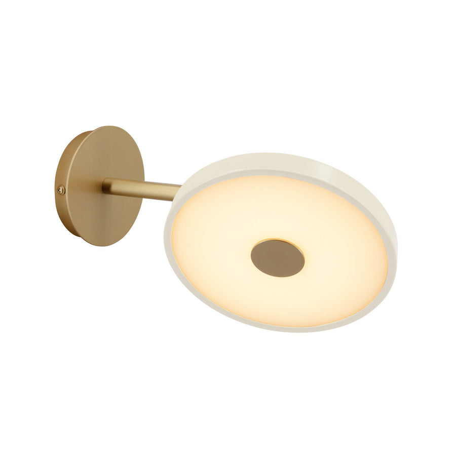 Applique murale LED Asteria Short en aluminium, laiton et blanc, Ø 15 cm
