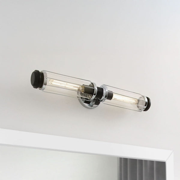 Applique murale Masthead en verre, chromé poli et transparent, 2 lumières, hauteur 12,2 cm, IP44