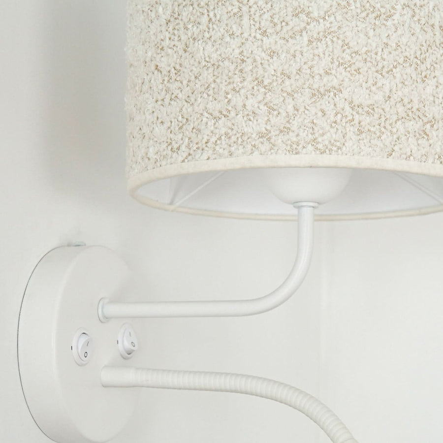 Applique murale Roller en tissu, crème structuré et blanc, 2 lumières, Ø 20 cm