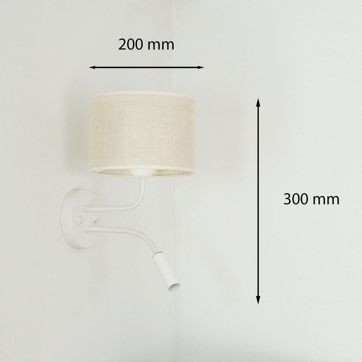 Applique murale Roller en tissu, beige structuré et blanc, 2 lumières, Ø 20 cm, 15 W, hauteur 30 cm
