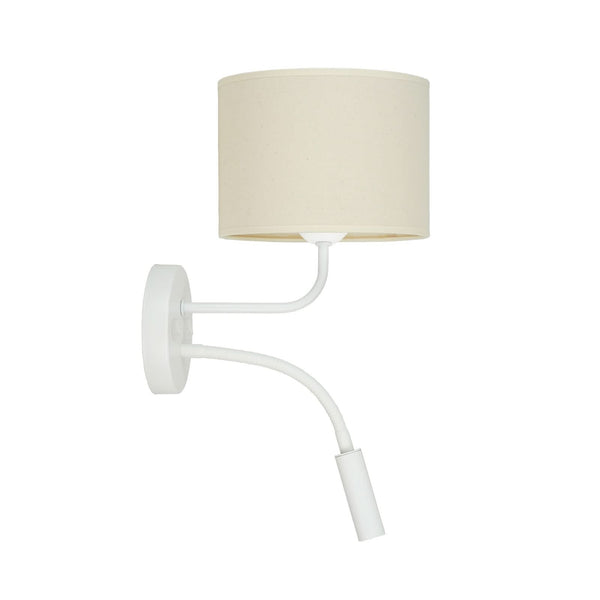 Applique murale Roller en tissu, beige structuré et blanc, 2 lumières, Ø 20 cm, 15 W, hauteur 30 cm, modèle 2