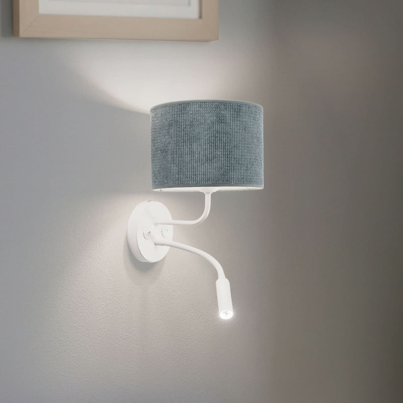 Applique murale Roller en métal, blanc et vert menthe, 2 lumières, hauteur 30 cm