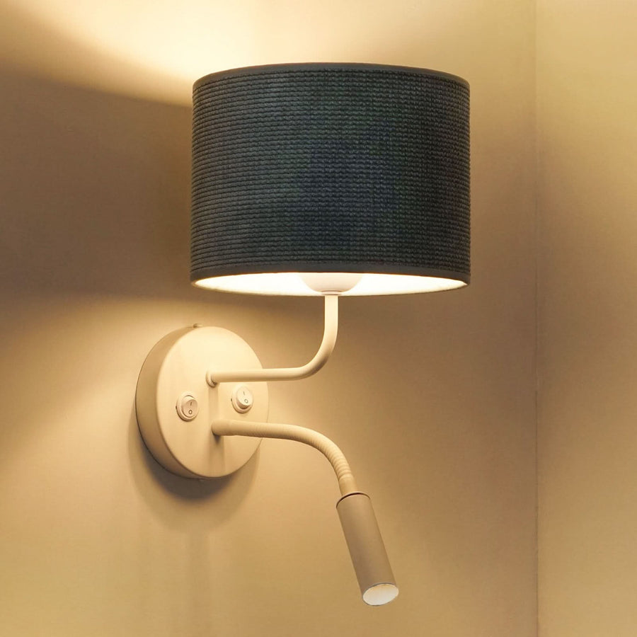 Applique murale Roller en métal, blanc et vert menthe, 2 lumières, hauteur 30 cm