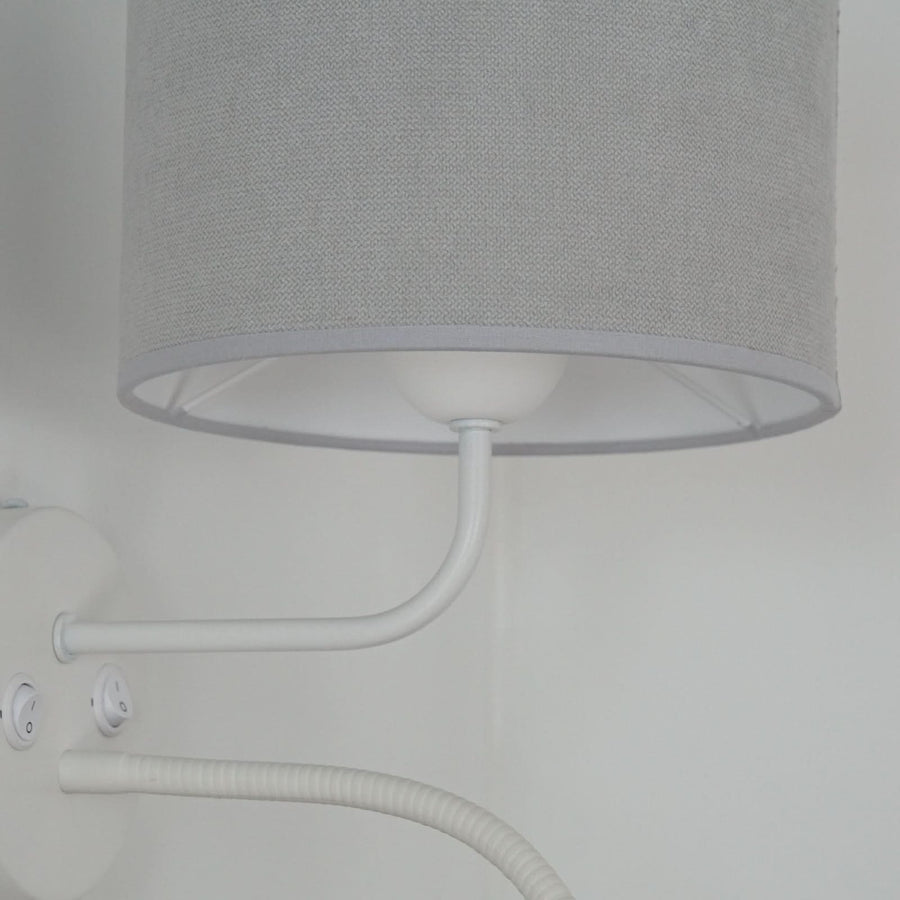Applique murale Roller en tissu, blanc et gris clair, 2 lumières, hauteur 30 cm