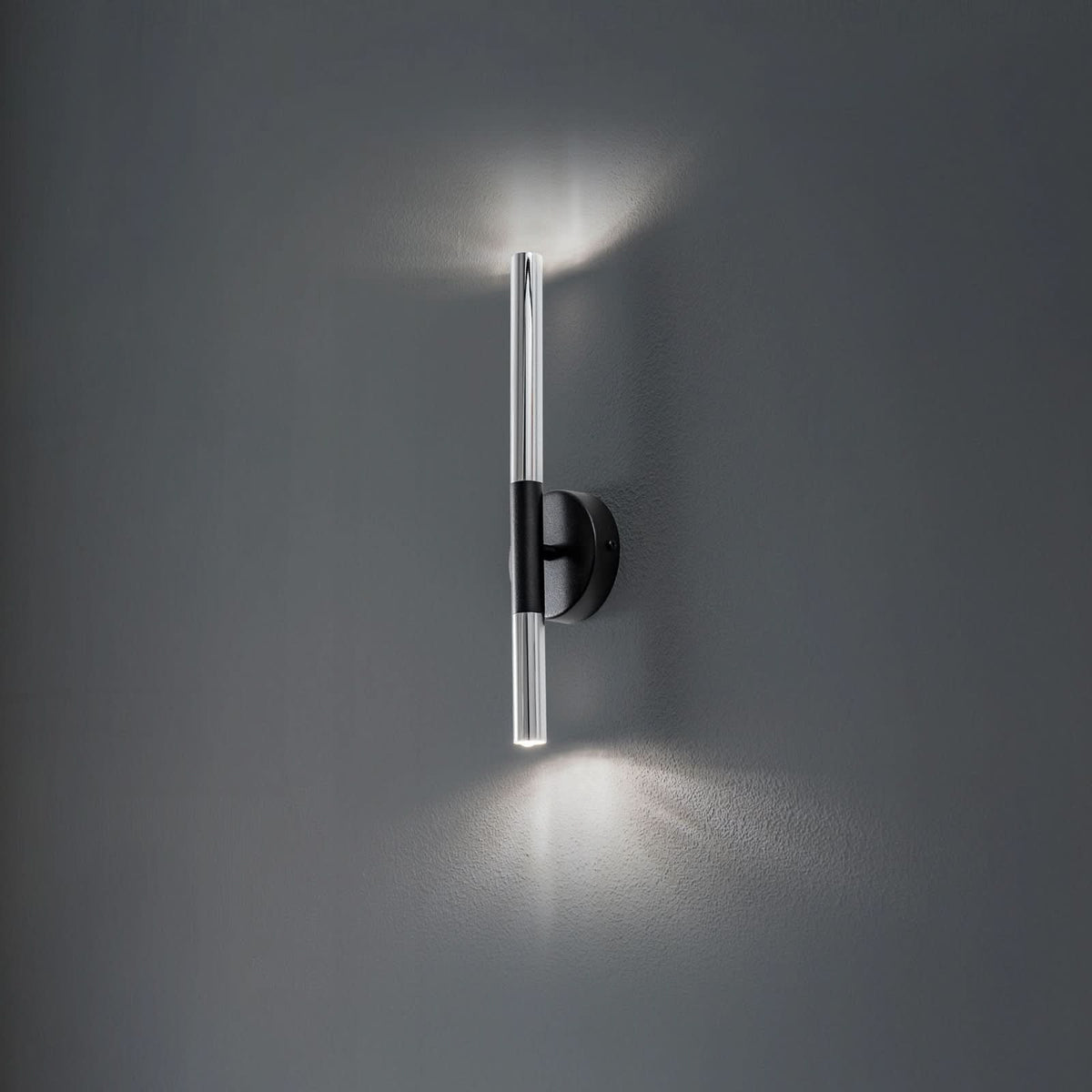Applique murale Sopel Lux en verre, argenté et noir, 2 lumières, hauteur 38 cm