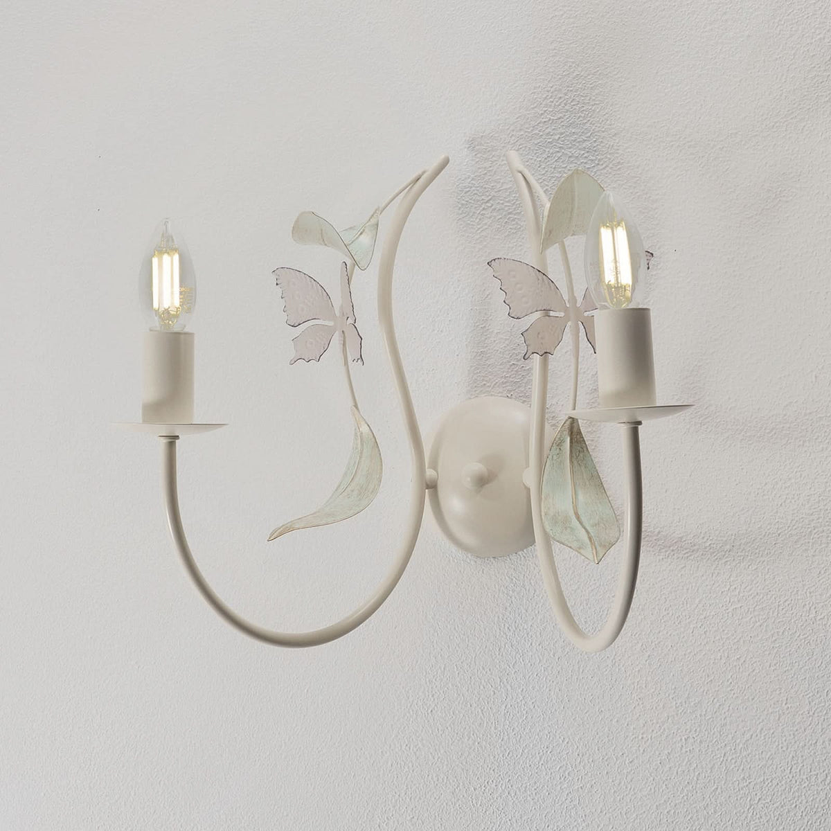 Applique murale Summer en acier, blanc, 2 lumières, hauteur 35 cm