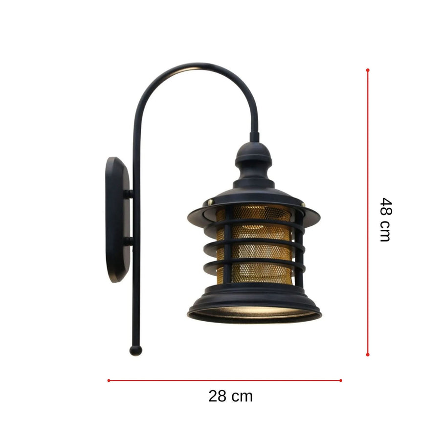 Applique murale Nostalji en métal, noir, hauteur 48 cm