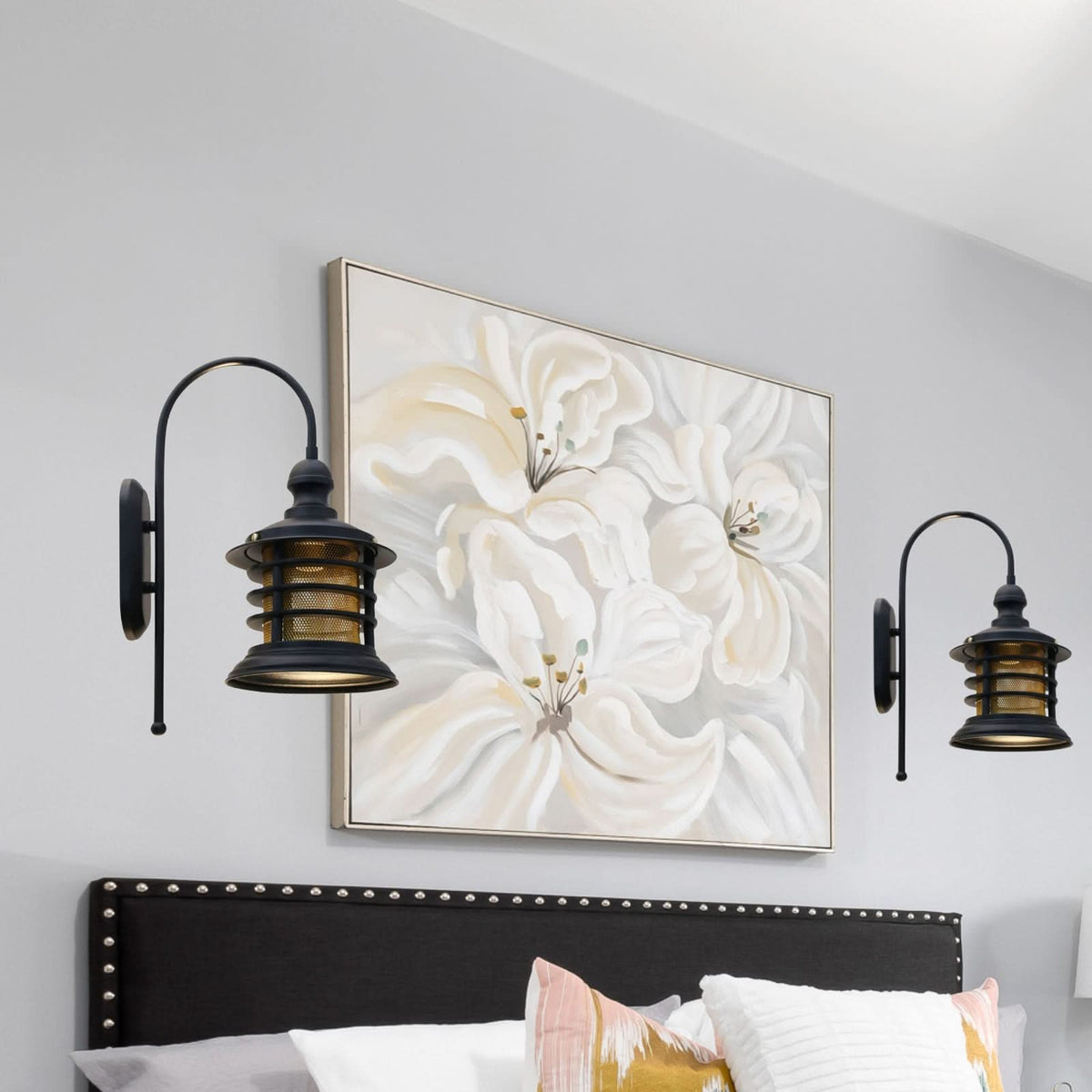Applique murale Nostalji en métal, noir, hauteur 48 cm