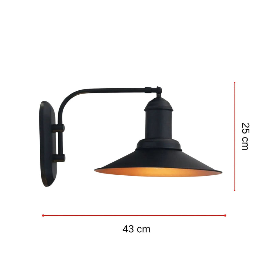 Applique murale Lorato en métal, noir, hauteur 25 cm