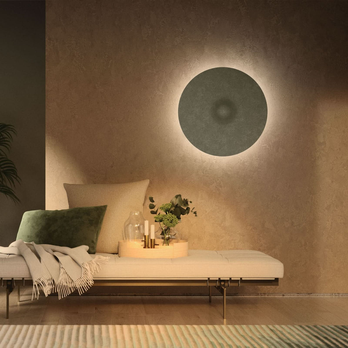 Applique murale LED Acustica en tissu, bleu, Ø 60 cm