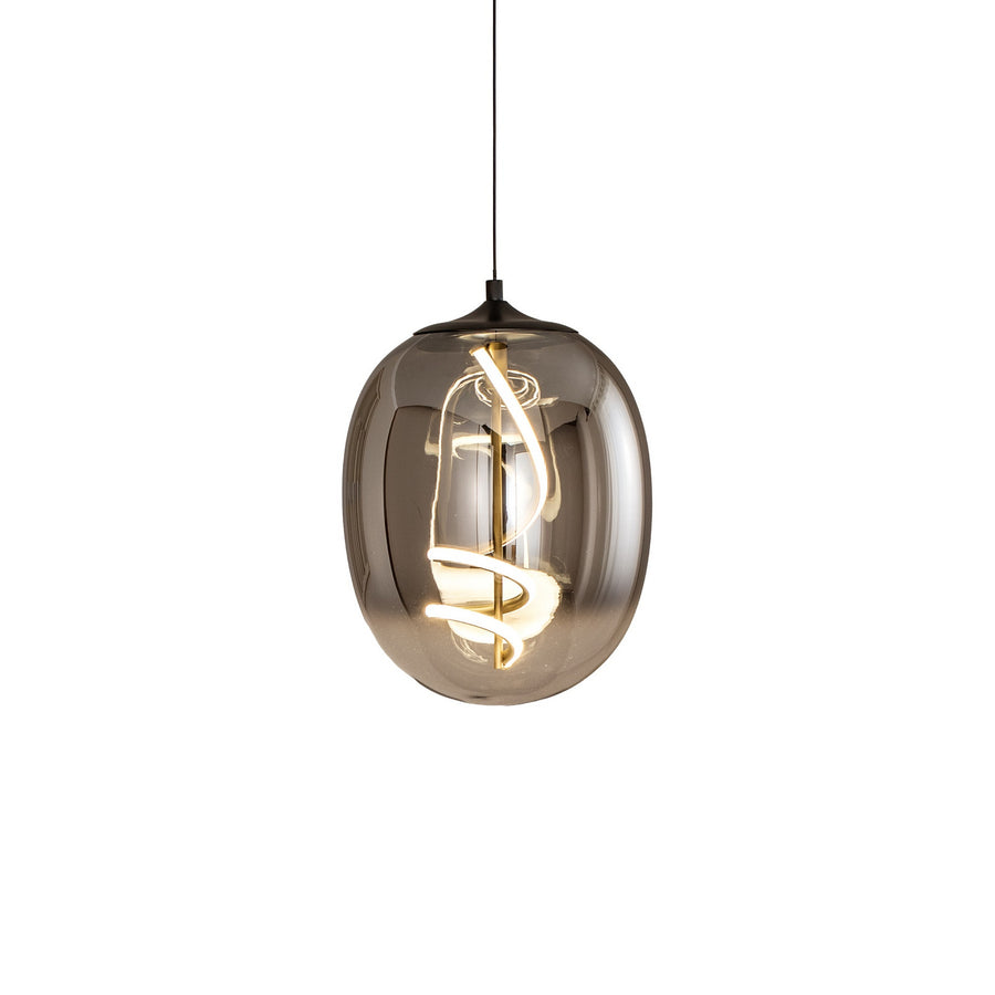 Suspension LED Lilly en verre, gris fumée, Ø 28 cm