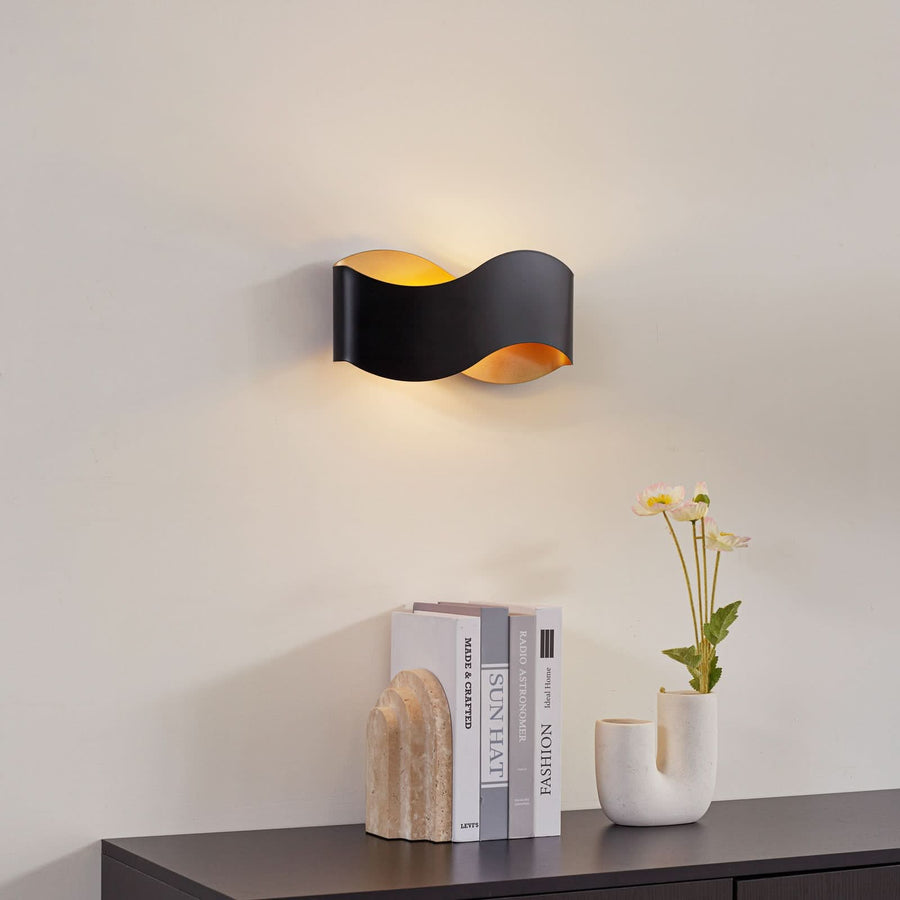 Applique murale Dailin en métal, noir, 2 lumières, hauteur 15 cm