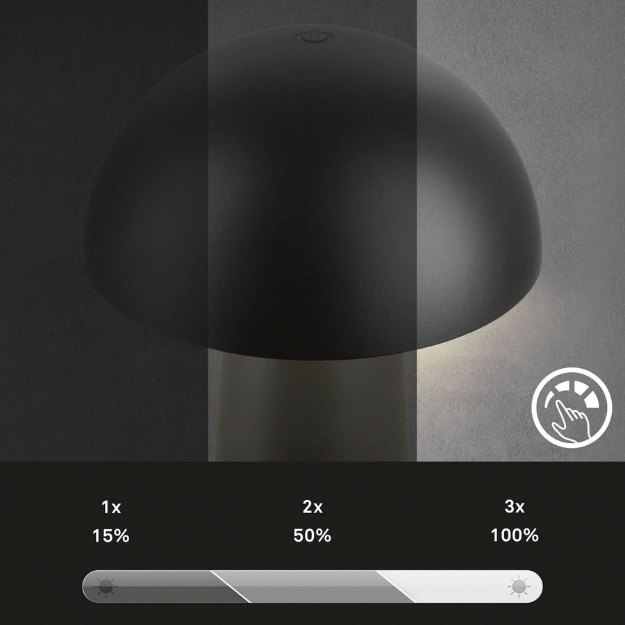 Lampe à poser d'extérieur LED rechargeable Fungo Mini, noir mat, Ø 12 cm, IP44