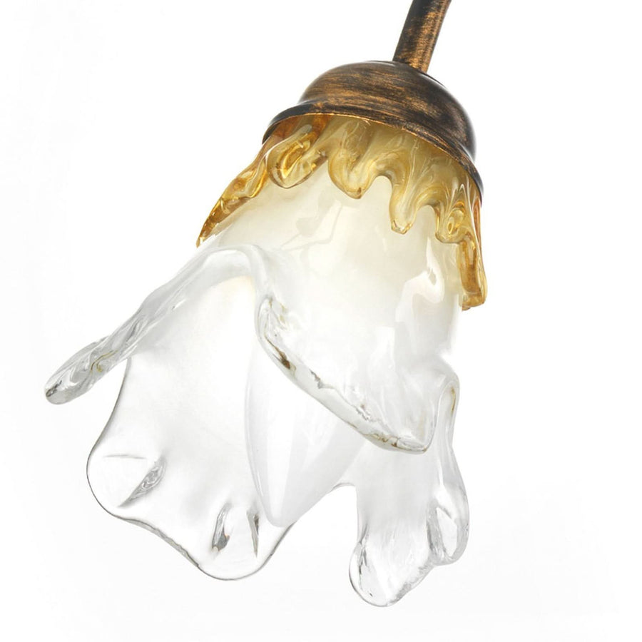 Applique murale Arianna en fer forgé, bronze et blanc, 2 lumières, hauteur 40 cm