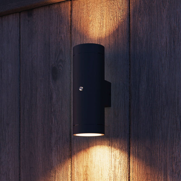 Applique d'extérieur Pavia GU10 en aluminium, noir, 2 lumières, hauteur 20,7 cm, IP44