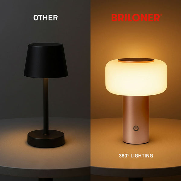 Lampe à poser d'extérieur LED rechargeable Juna, marron et blanc, Ø 13 cm, IP44