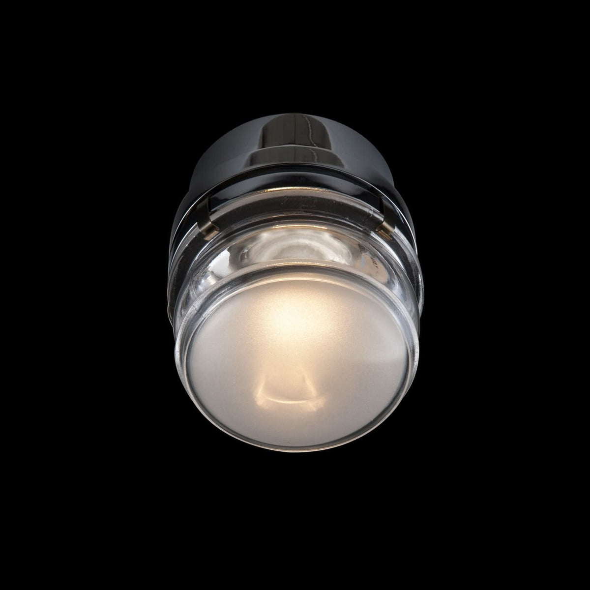 Applique murale LED Fresnel en verre, chromé, Ø 10 cm, IP44