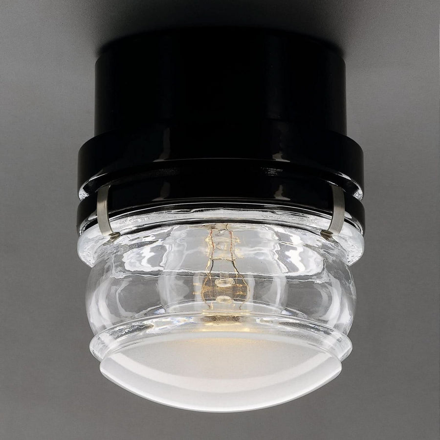 Applique murale LED Fresnel en verre, noir, Ø 10 cm, IP44