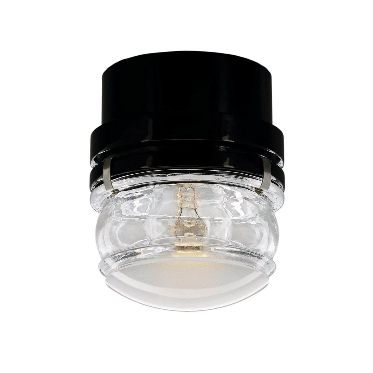 Applique murale LED Fresnel en verre, noir, Ø 10 cm, IP44