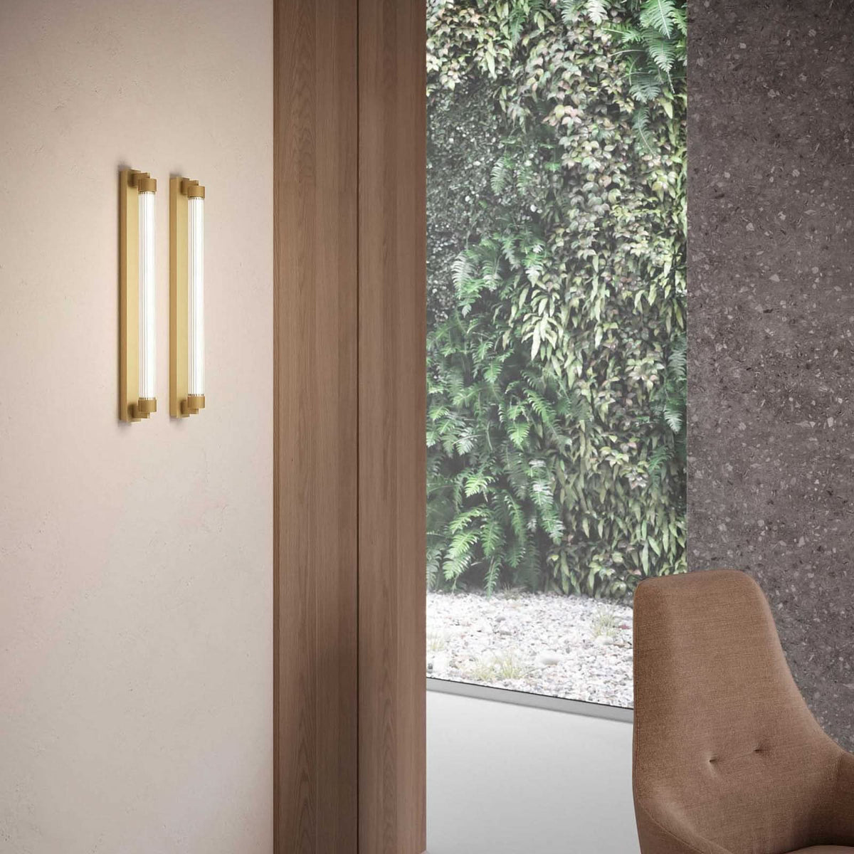 Applique murale LED Charmer en verre, doré, IP44