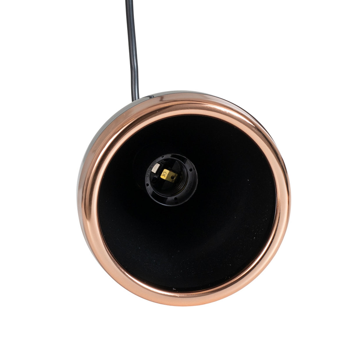 Suspension Yildo en métal, noir et cuivré, 3 lumières, longueur 65 cm