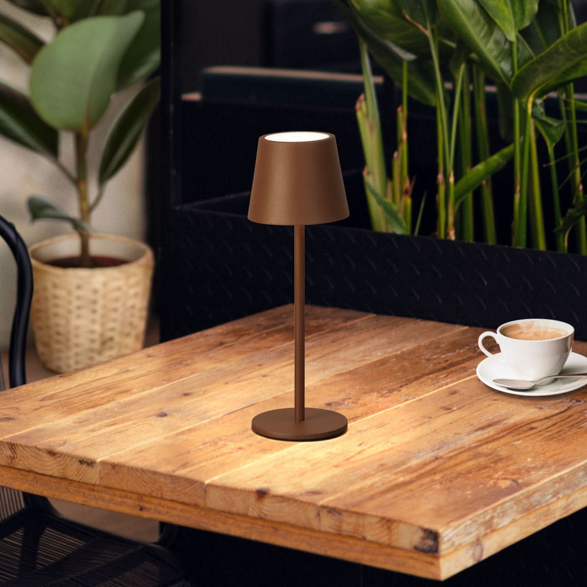 Lampe à poser d'extérieur LED rechargeable Roxi en métal, rouille, Ø 9 cm, IP54