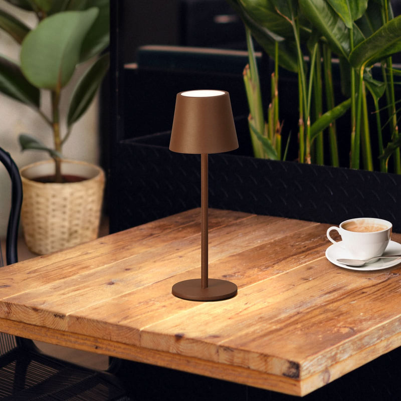 Lampe à poser d'extérieur LED rechargeable Roxi en métal, rouille, Ø 9 cm, IP54