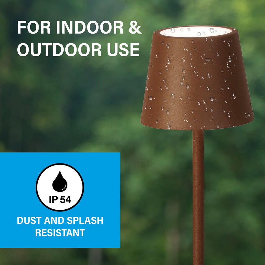 Lampe à poser d'extérieur LED rechargeable Roxi en métal, rouille, Ø 9 cm, IP54