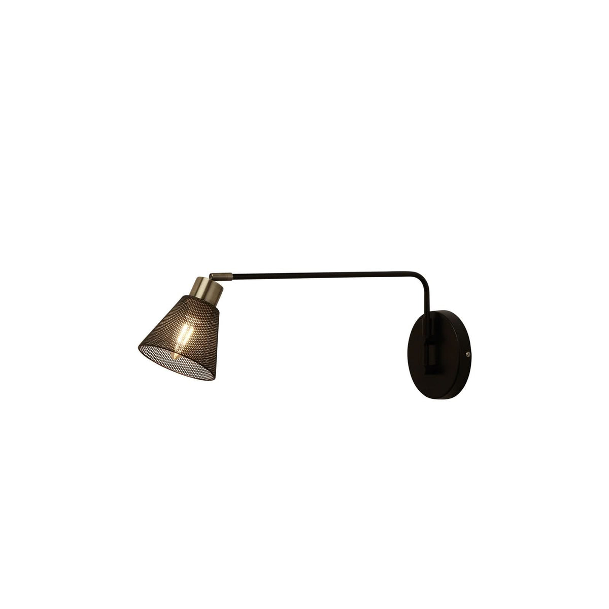 Applique murale Sepanta en acier, noir et laiton ancien, hauteur 21 cm