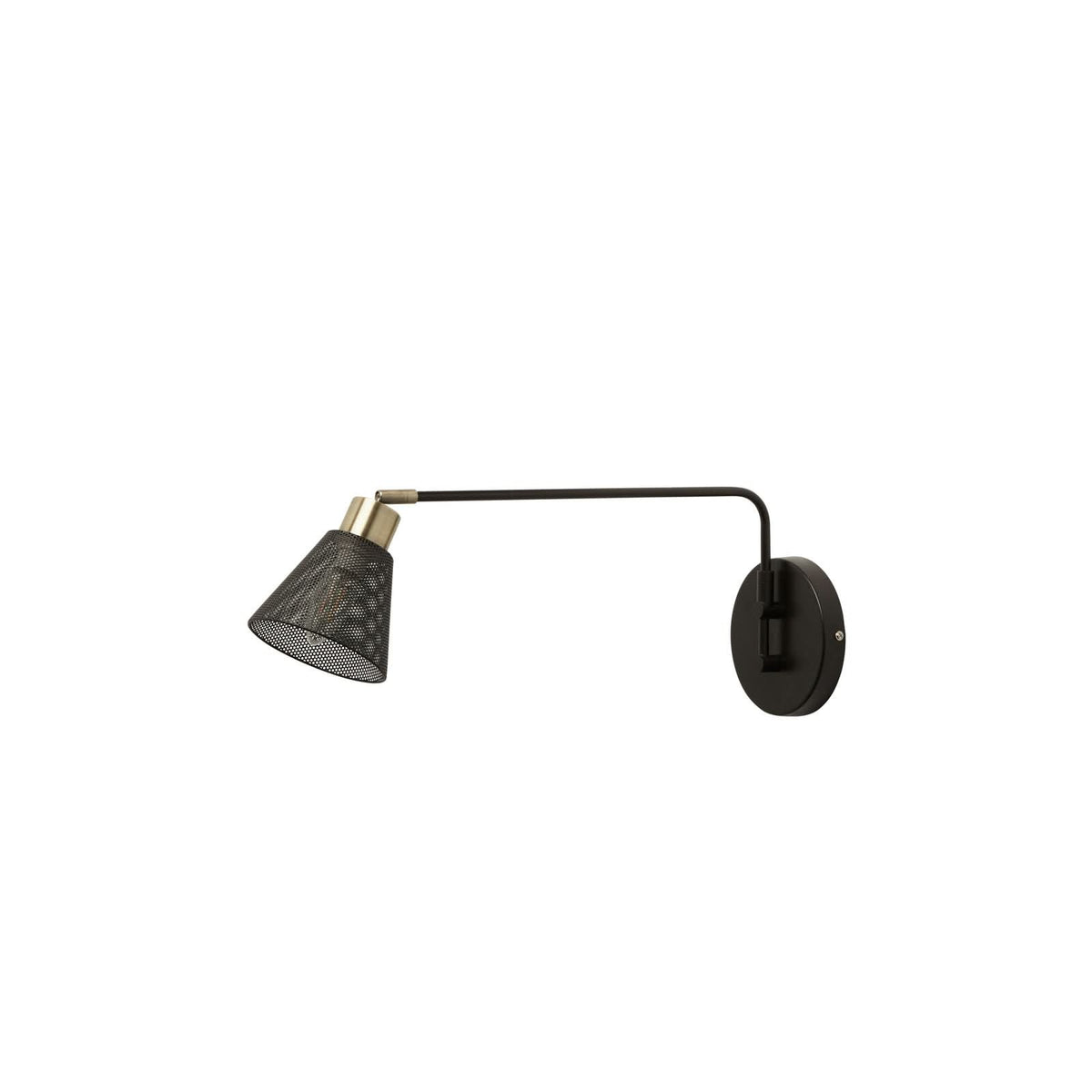 Applique murale Sepanta en acier, noir et laiton ancien, hauteur 21 cm