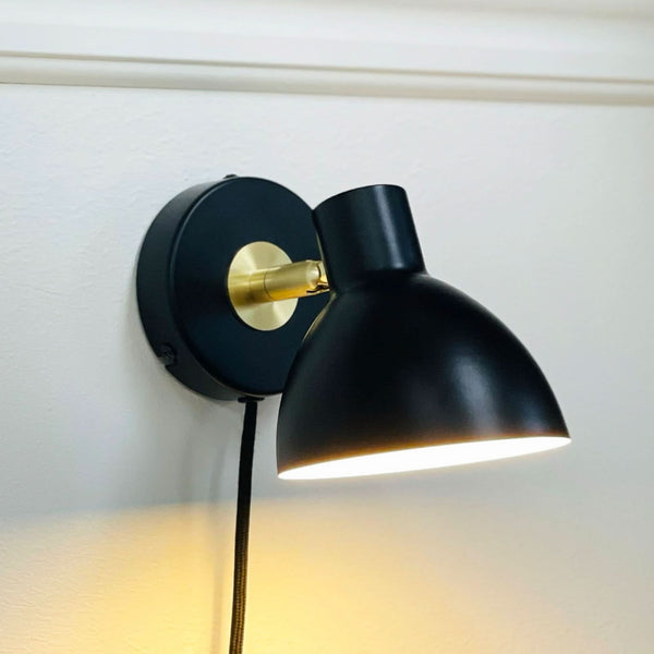 Applique murale Lilje en métal, noir et laiton, Ø 12 cm