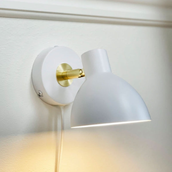 Applique murale Lilje en métal, blanc et laiton, Ø 12 cm