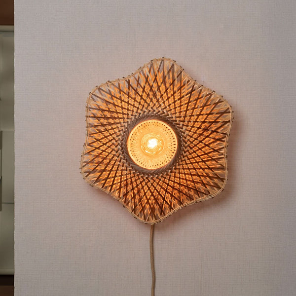 Applique murale Madura en bambou, bois et marron, Ø 44 cm