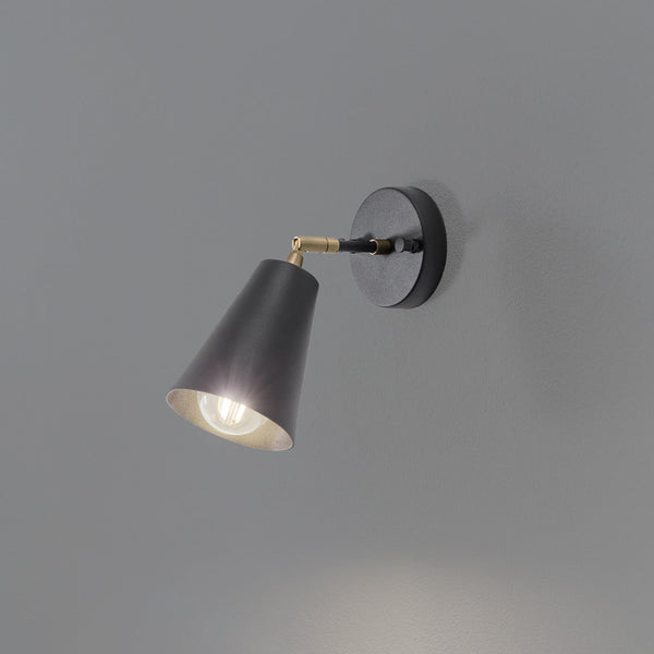 Applique murale Evander en métal, noir doré, hauteur 21 cm