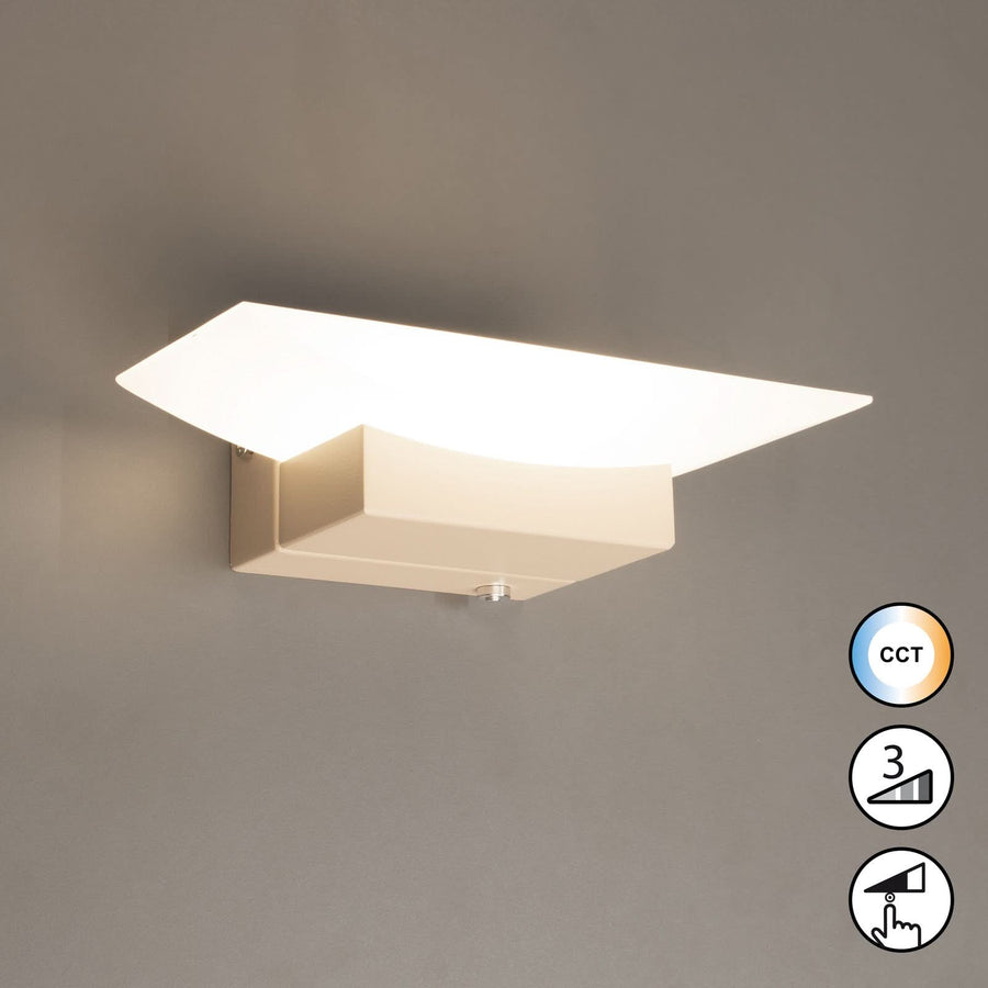 Applique murale LED Bowl TW en métal, sable et blanc, hauteur 6 cm