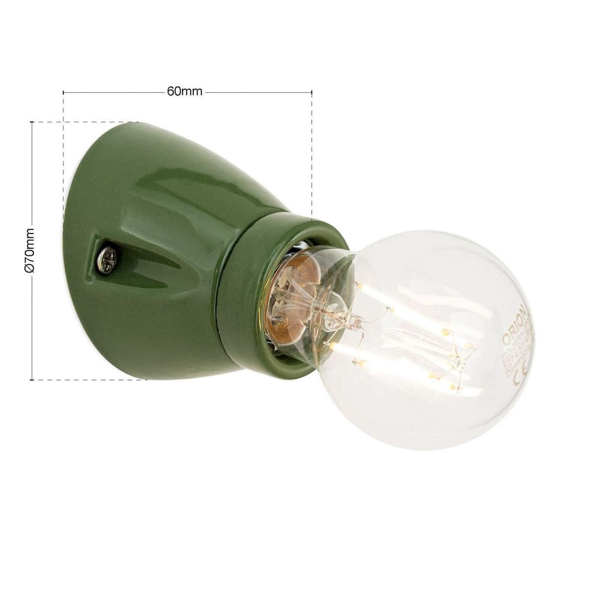 Applique murale Frost en céramique, vert brillant, Ø 7 cm