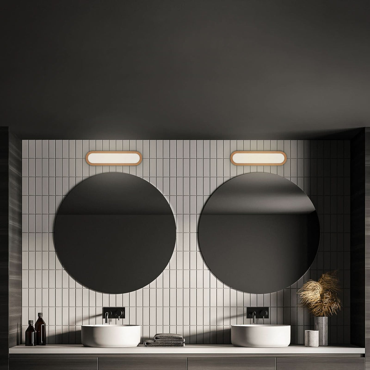 Applique murale LED Pil, bois, hauteur 9 cm, IP44