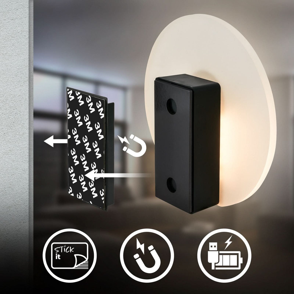 Applique murale LED rechargeable Taro en métal, doré, Ø 15 cm