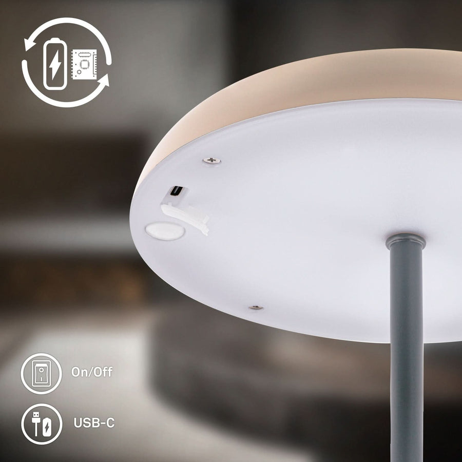 Lampe à poser d'extérieur LED Brilo en métal, anthracite et beige, Ø 19,5 cm, IP44