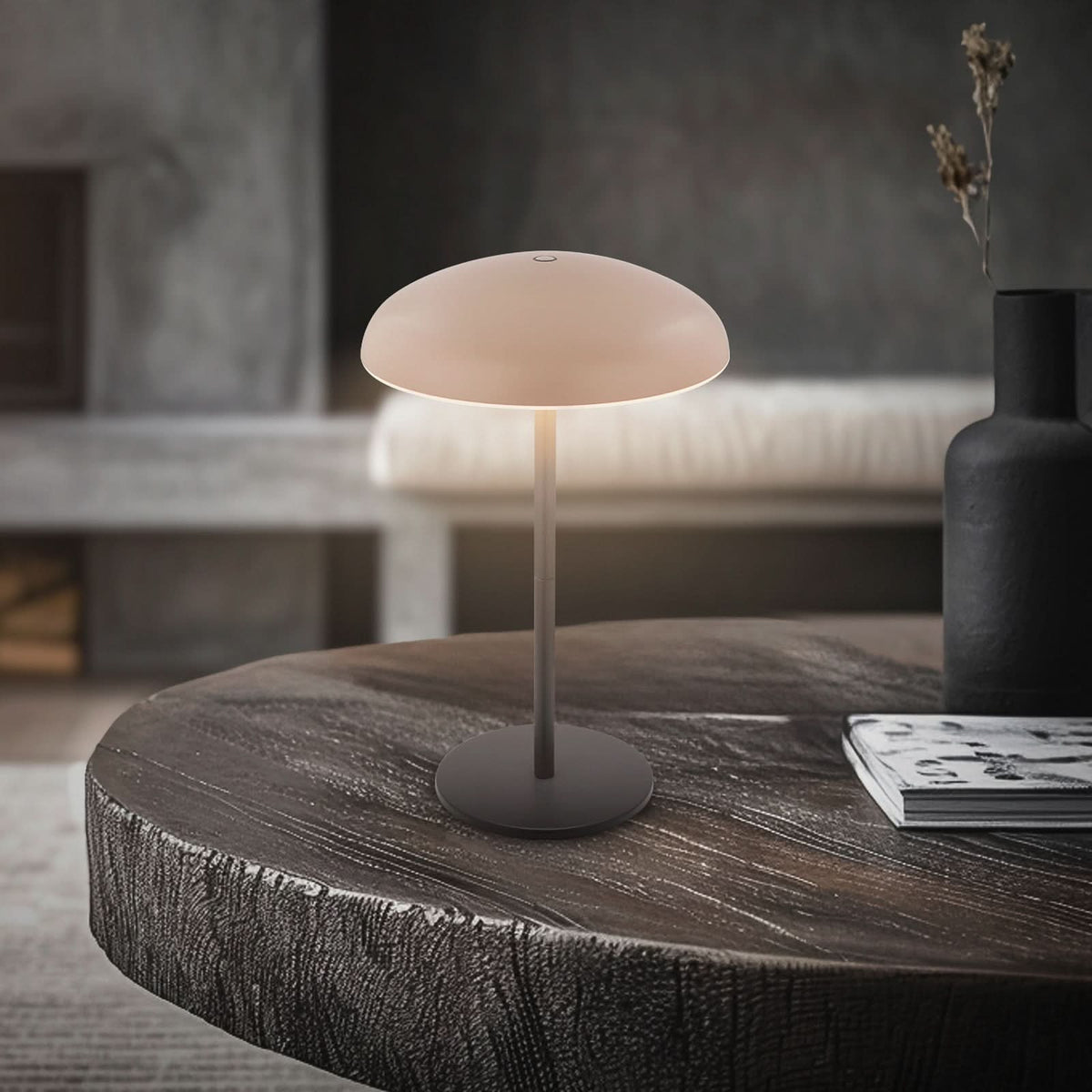 Lampe à poser d'extérieur LED Brilo en métal, anthracite et beige, Ø 19,5 cm, IP44