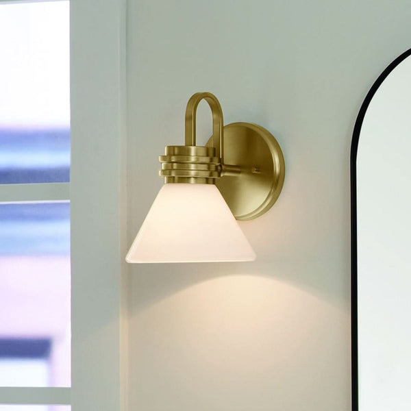 Applique murale Farum 1 en verre, bronze et blanc, hauteur 24 cm, IP44