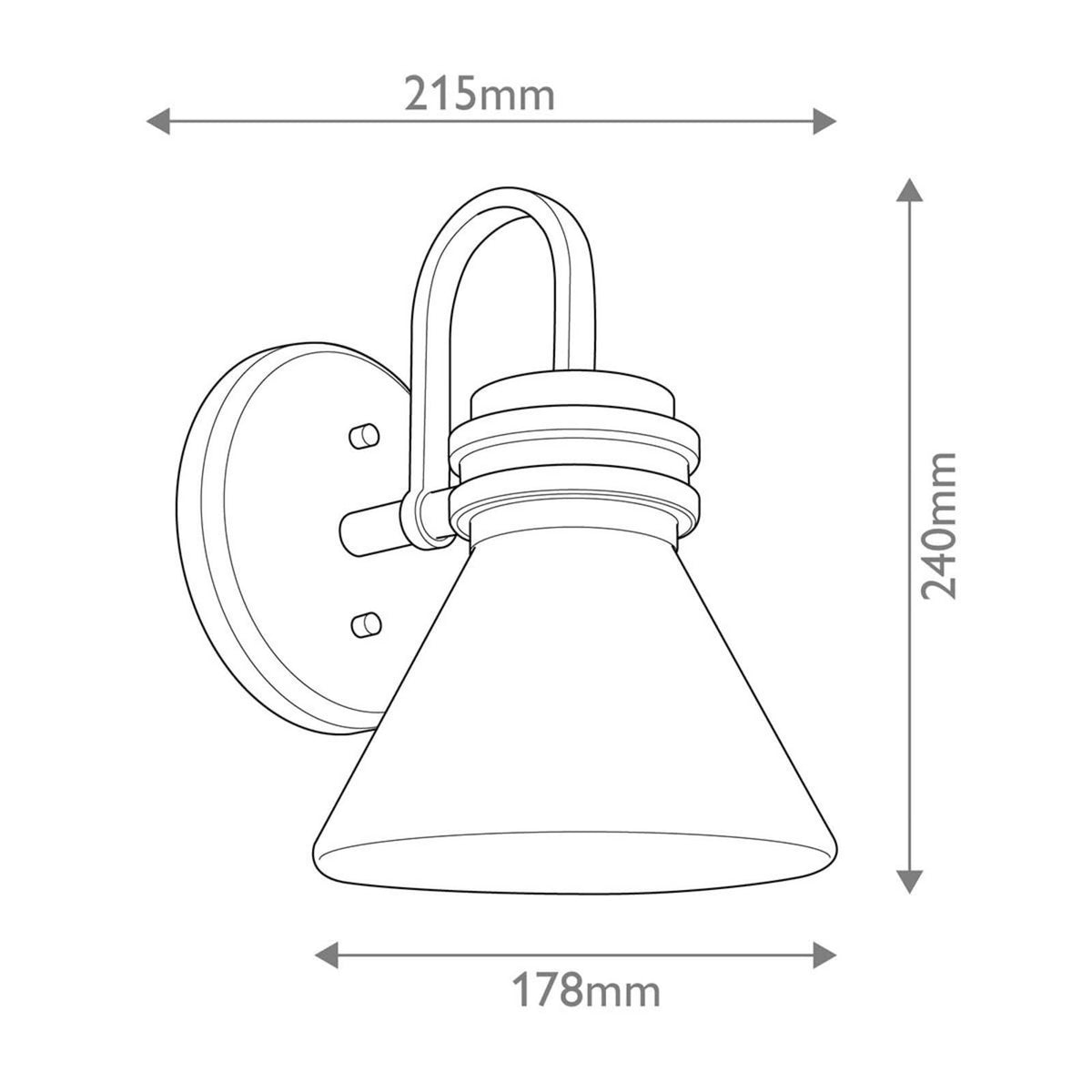 Applique murale Farum 1 en verre, bronze et blanc, hauteur 24 cm, IP44