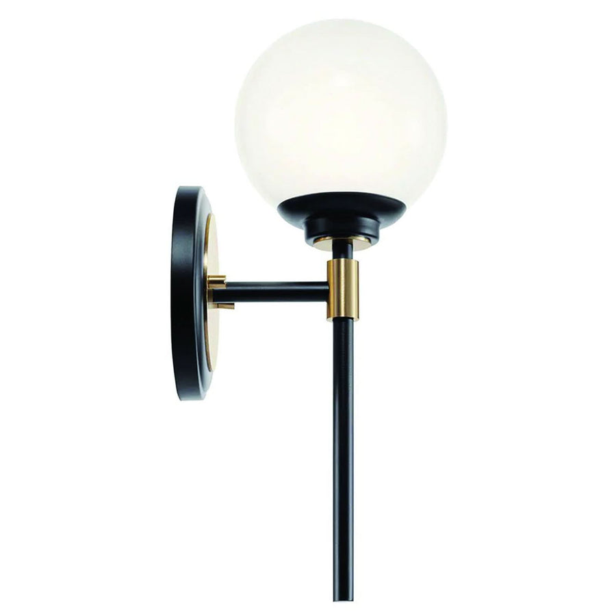 Applique murale Benno 1 en verre, noir et blanc, hauteur 34,8 cm, IP44