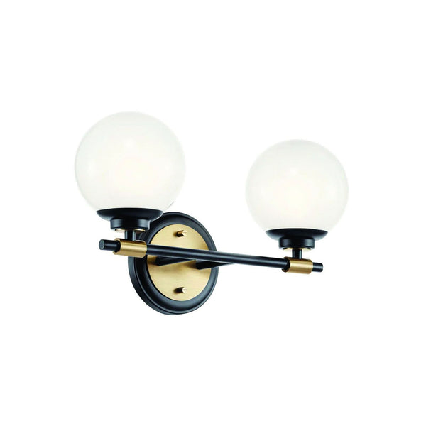 Applique murale Benno 2 en verre, noir et blanc, 2 lumières, hauteur 22,2 cm, IP44