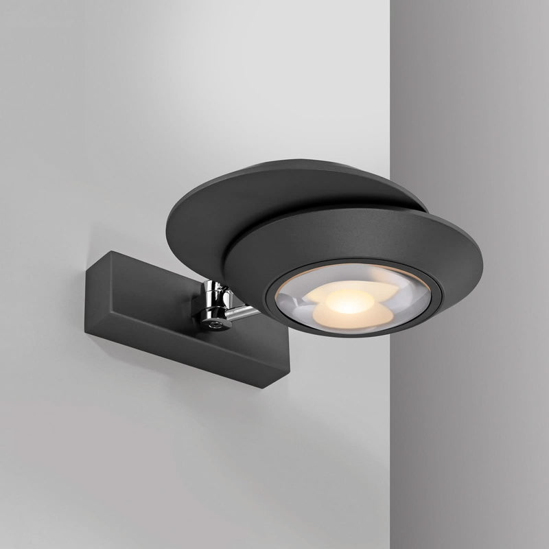 Applique murale LED Oculis en verre, noir, 2 lumières, hauteur 16 cm