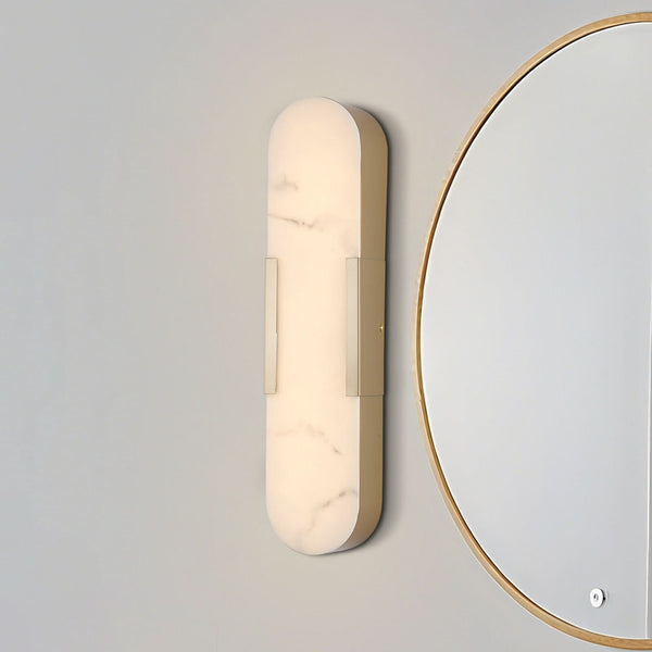 Applique murale LED Opaline Hauteur 50 en acier, doré et blanc, hauteur 50 cm, IP44