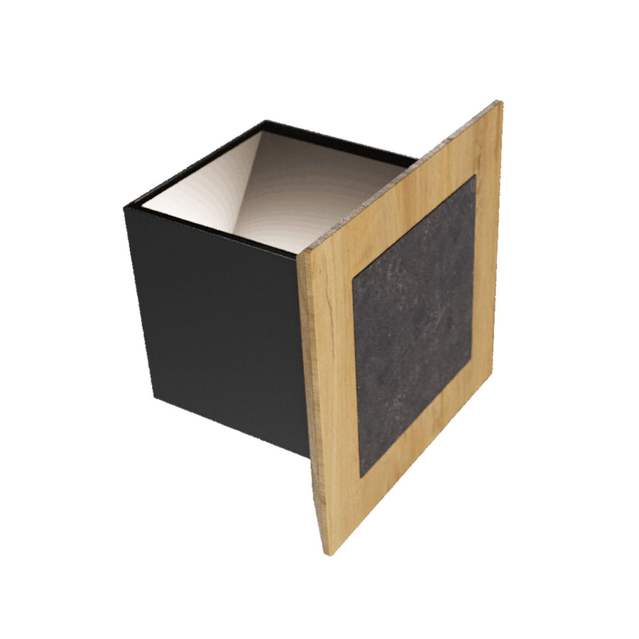 Applique murale LED Chile S en bois, chêne et gris, 2 lumières, hauteur 15 cm, IP44
